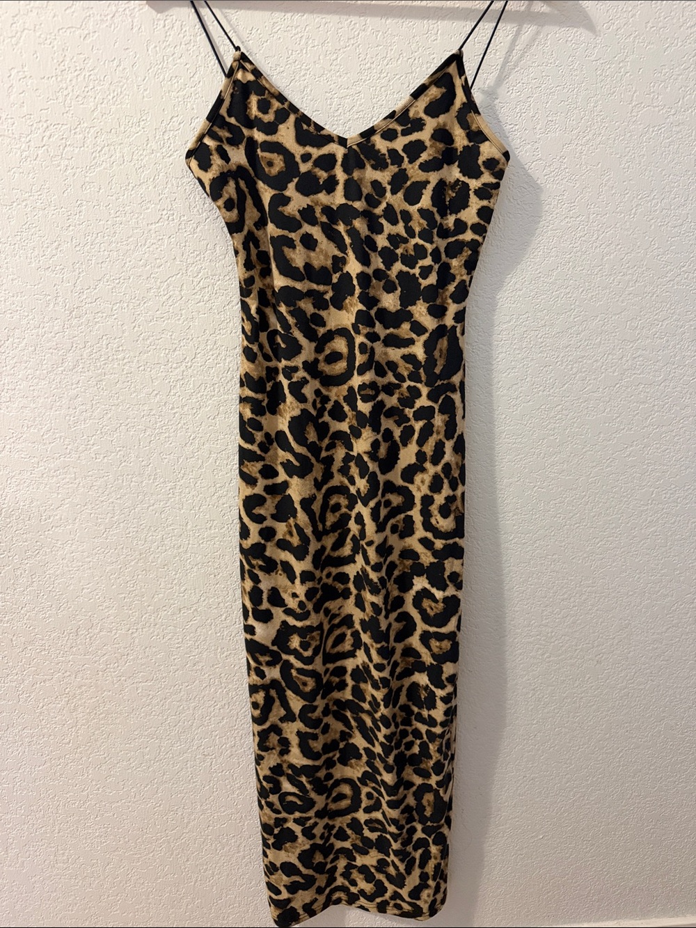 Leopard Print Slip Dress - Black & Tan